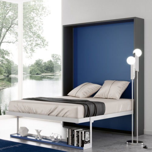 Cama abatible de apertura horizontal com sofá funcional integrado Colores  Madera Wallbed Antracita Dimensiones 105x180
