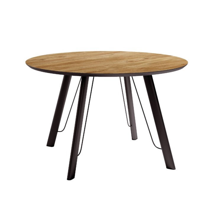 Mesa de comedor redonda de madera patas negras