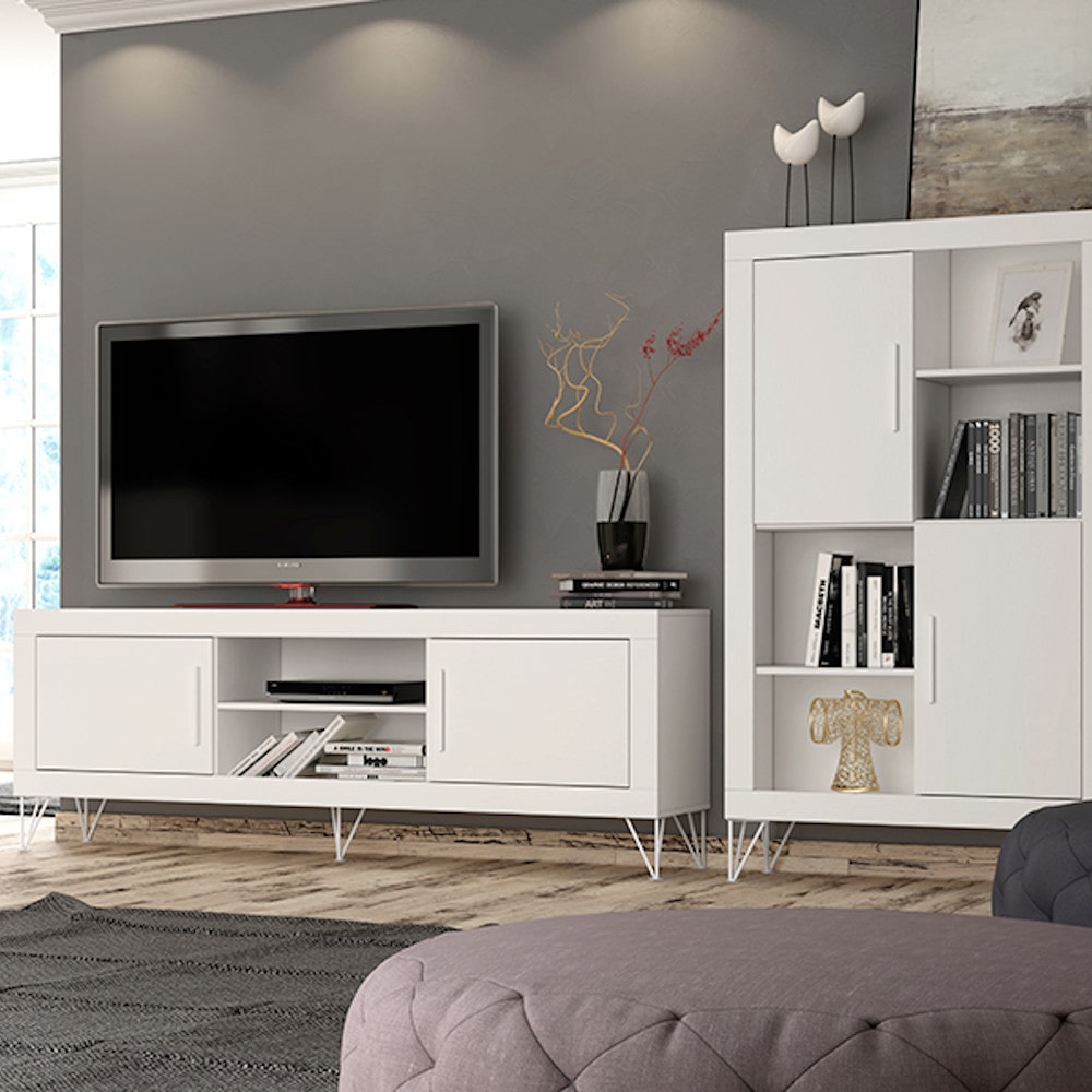 Mueble TV nórdico blanco económico - Arua interiores de diseño
