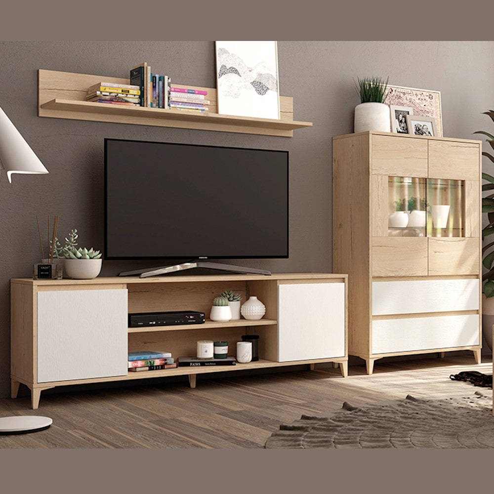 Mueble TV nórdico blanco económico - Arua interiores de diseño
