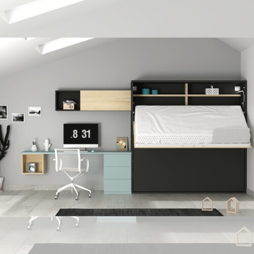 Dormitorio juvenil con cama abatible completo - Arúa Interiores
