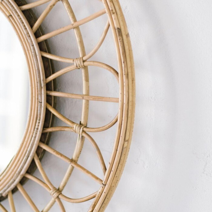 Detalle espejo ratán circular