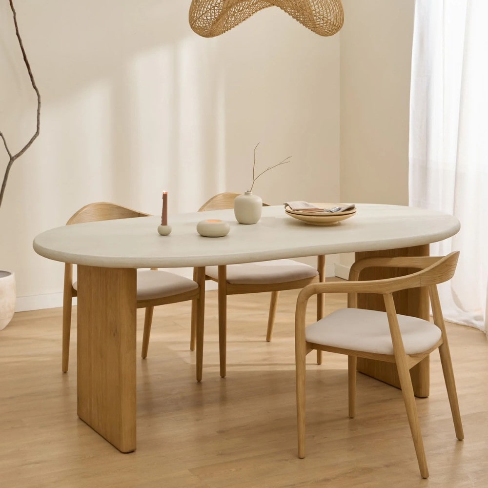 Mesa Liba comedor microcemento y madera Arua interiores Gandia WABI